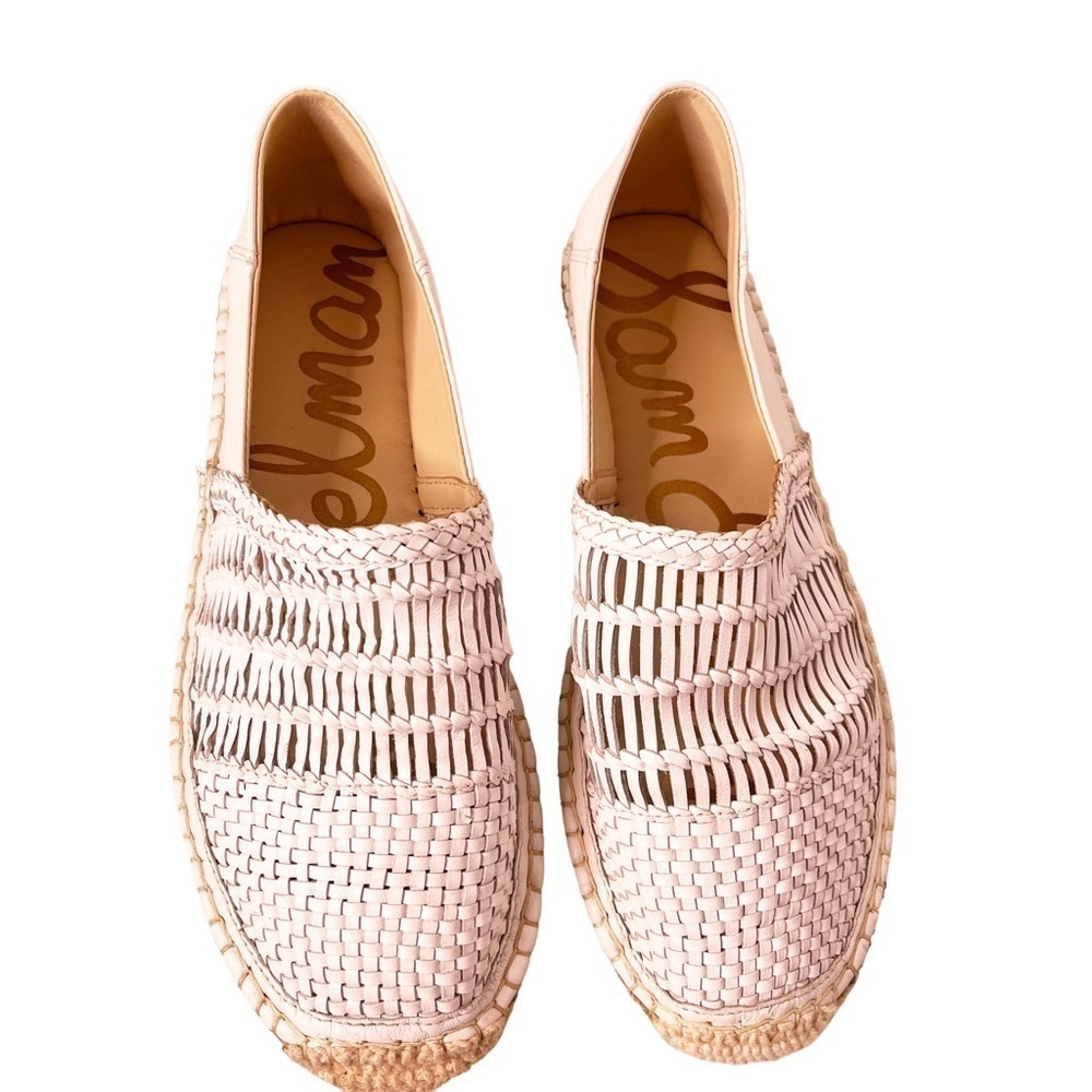 SAM EDELMAN Woven Leather Pen Espadrille Slip On Shoes Size 8 in White - Picture 8 of 14